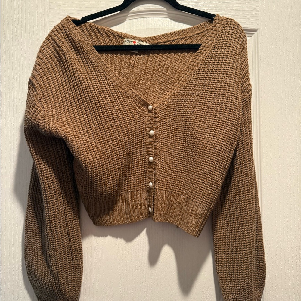 Love change Italy  Tan Button-Up Cardigan